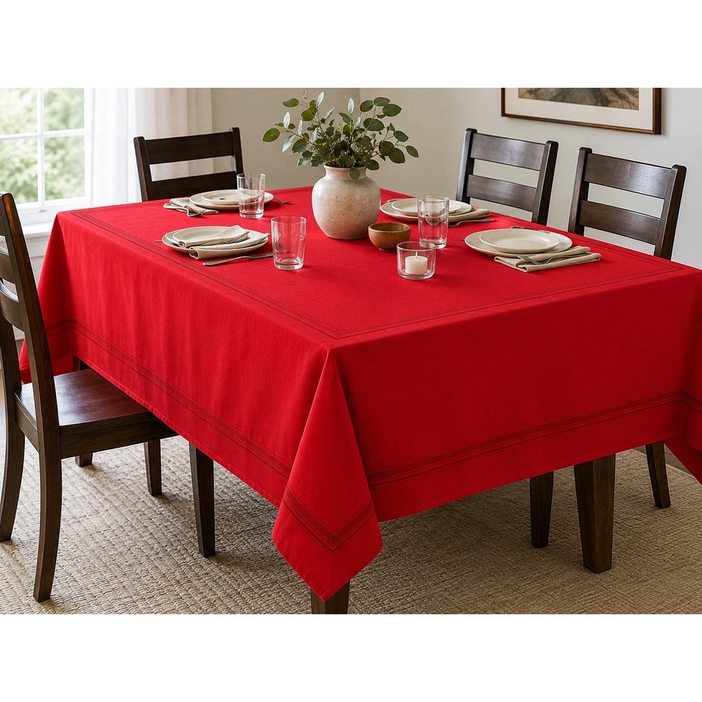 Sunweave Lucerne Tablecloth Red 60x84 Rectangular VISA Polyester Made in USA